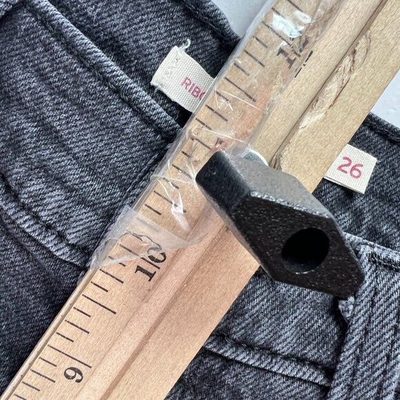 Levi's Jeans Women's 26x25* Ribcage High Rise Straight Ankle Black Denim Tag 26 - Picture 15 of 16